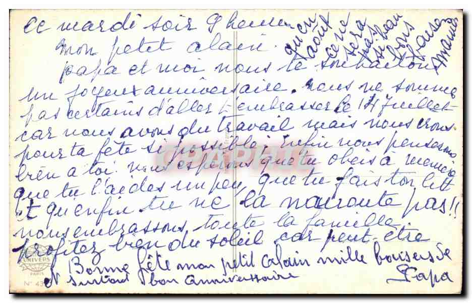 CPA Fantaisie Heureux Annlversaire Oiseau — Verso