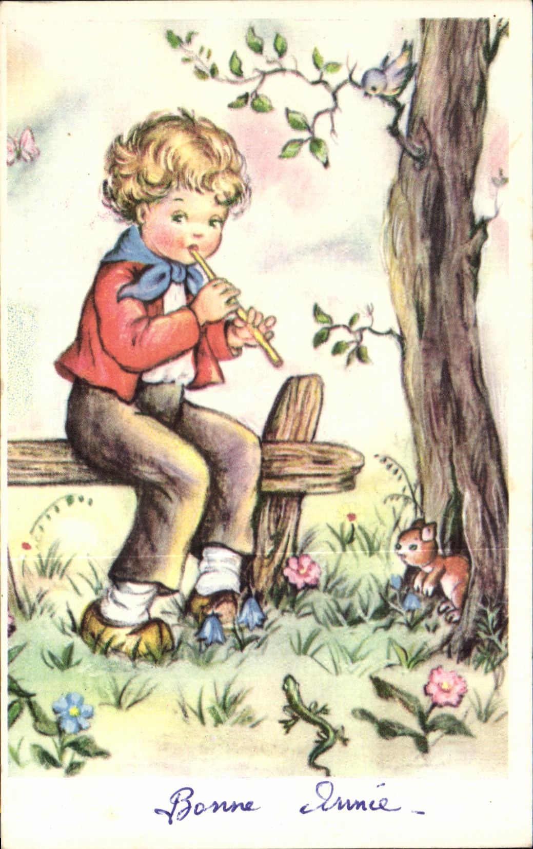 CPA Fantaisie Bonne Fete Enfant Flute 
