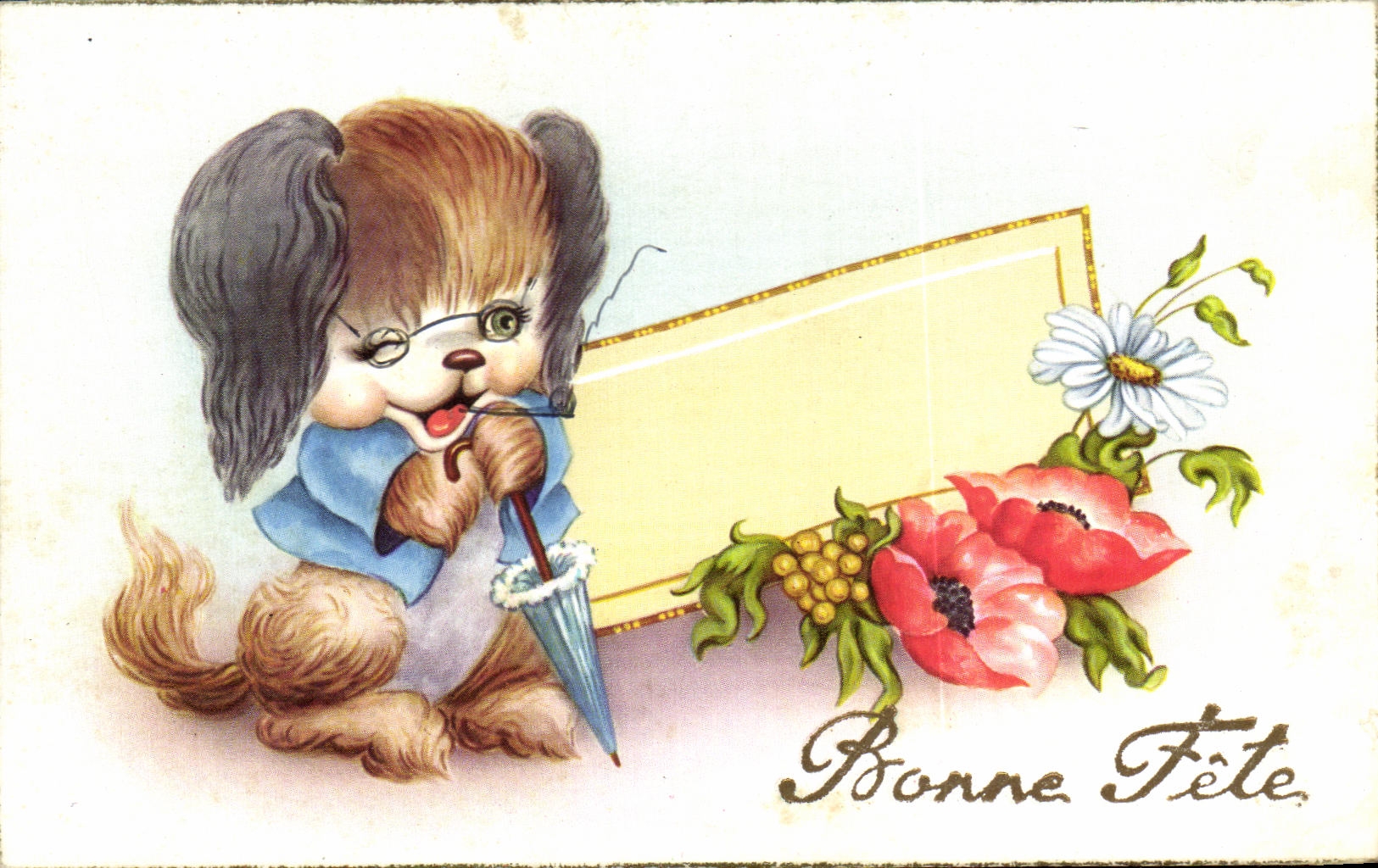 CPA Fantaisie Bonne Annee Chien 