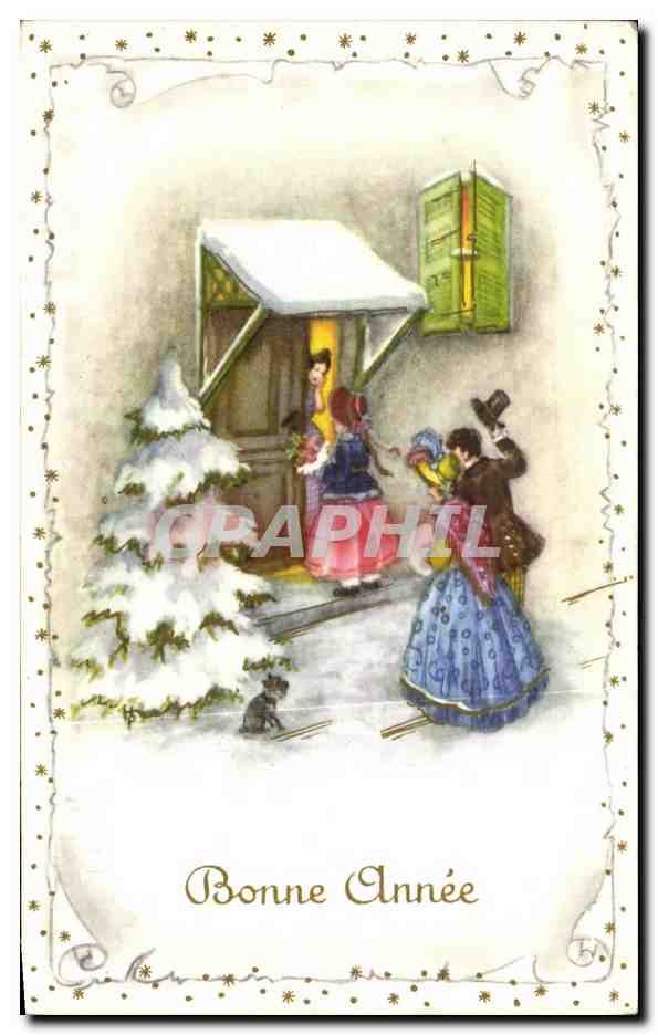 CPA Fantaisie Bonne Annee Couple 