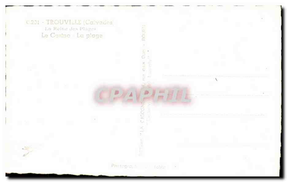 CPA Trouville La Reine des Plages La casino La Plage — Verso