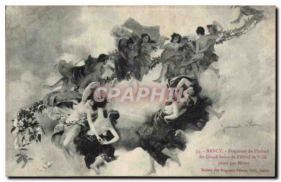 CPA Nancy Fragment du Plafond du Grand Salon de I'Hotel de Ville Peint par Morot