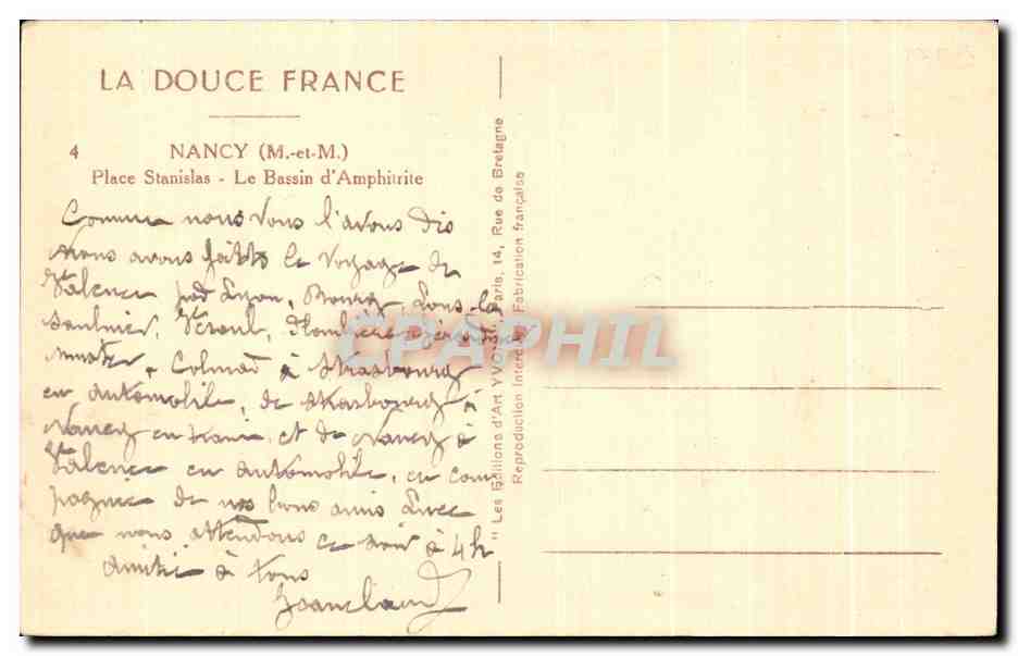 CPA La Douce France Nancy Place Stanislas Le Bassin d'Amphitrite — Verso
