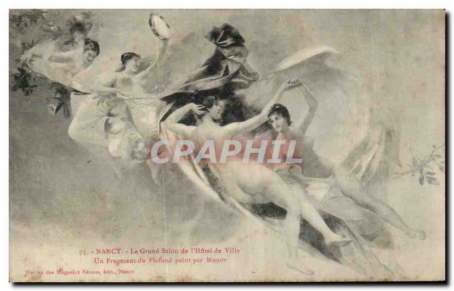CPA Nancy Le Grand Saion I'Hotel de VIlle Un Fragment du plafond peint par Morot Femmes nues