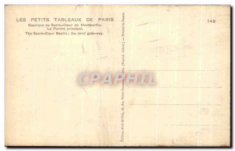 CPA Les Petits Tableaux De Paris Basilique du Sacre de Montmartre — Rückseite