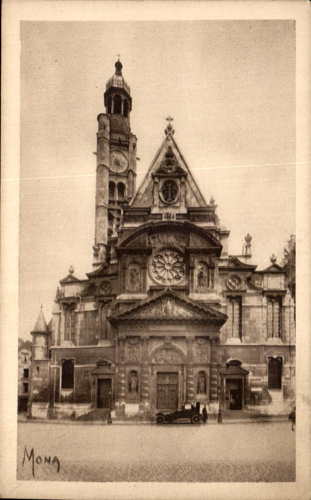 CPA Paris L'Eglise St Etienn edu Mont Place du Pantheon Saint Etienne du Mont Church Near the Pantheon