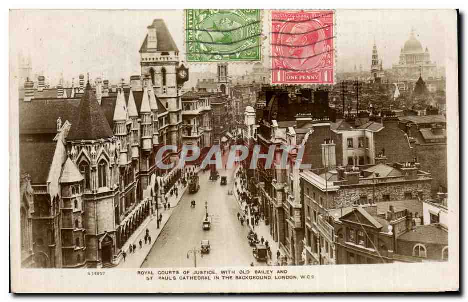 CPA Royal courts of justice with old bailey St Paul's cathedral London 