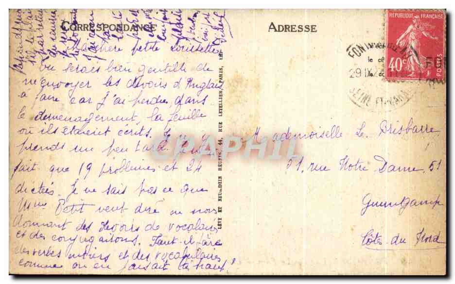 Fontainebleau — El Parque — LL — n° 347 — Reverso