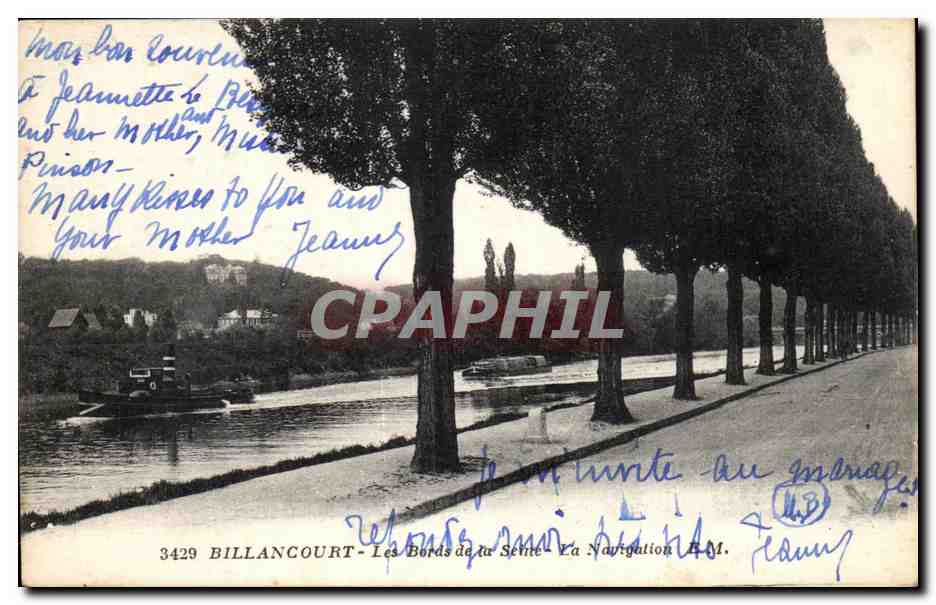 CPA Billancourt Les Bords De A Seine La navigation Bateau 