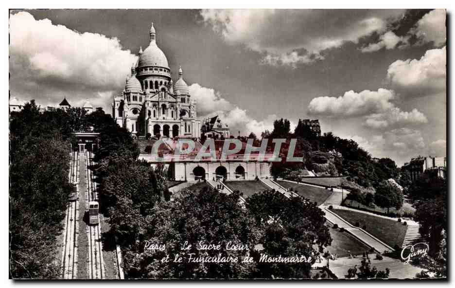 CPA Paris Le Sacre Coeur et le Funiculaire de Montmartre