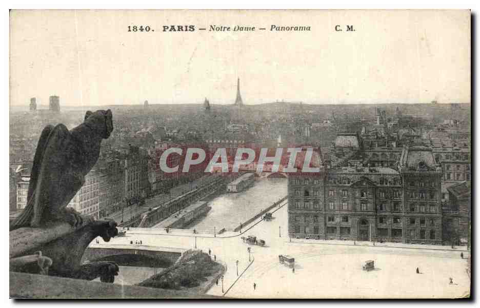 CPA Paris Notre Dame Panorama Tour Eiffel