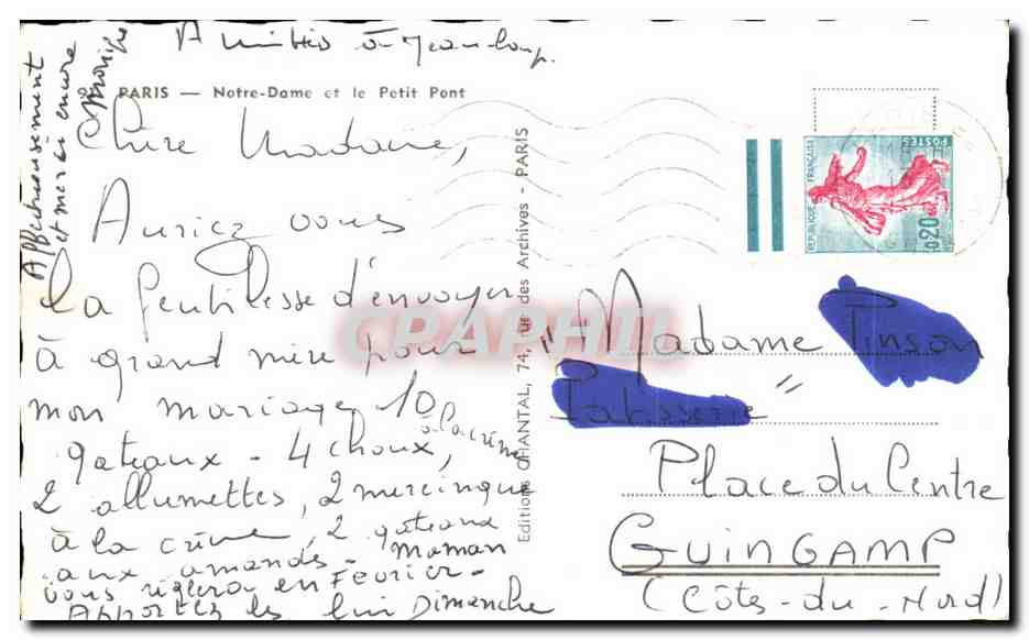 CPA Paris Notre Dame et le Petit Pont — Verso