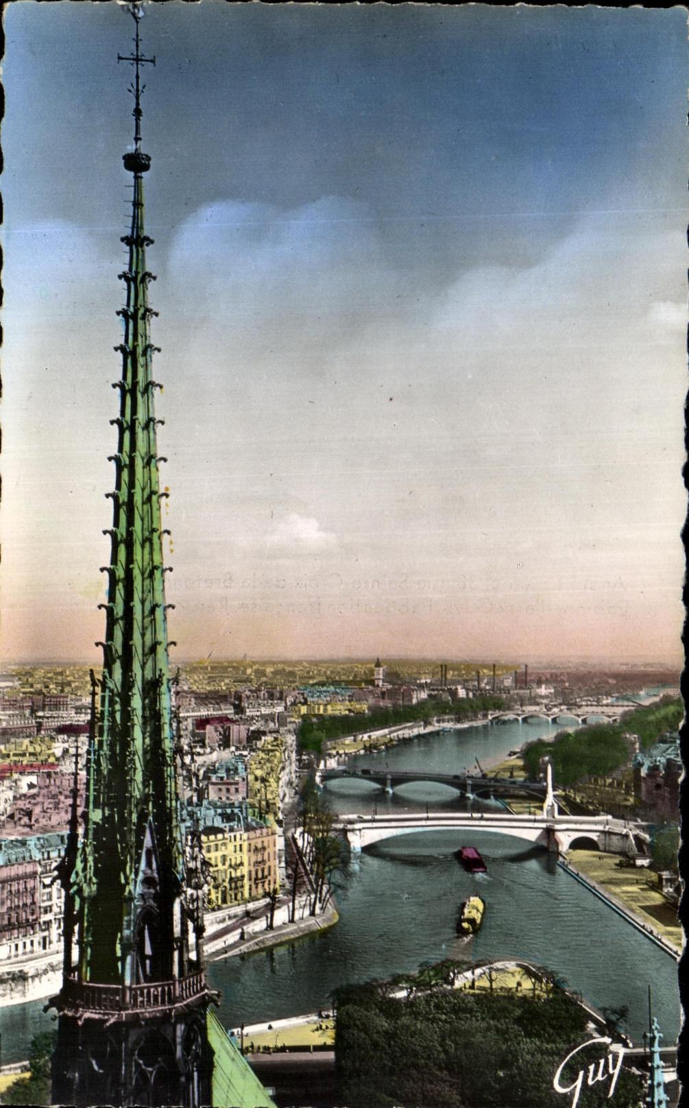 CPA Paris Et Ses Merveilles Le fleche de Notre Dame et panorama de la Seine en amont