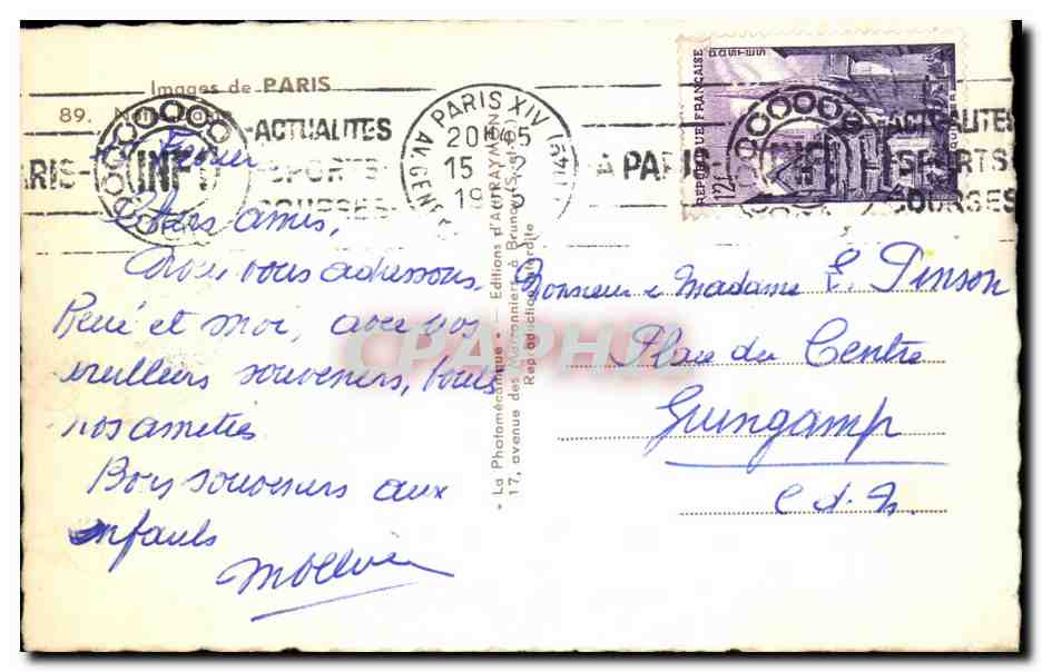 CPA Paris Notre Dame — Rückseite