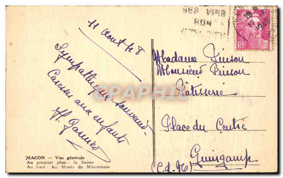 CPA Macon Vue generale La Savoie Les Monts du Maconnais — Rückseite