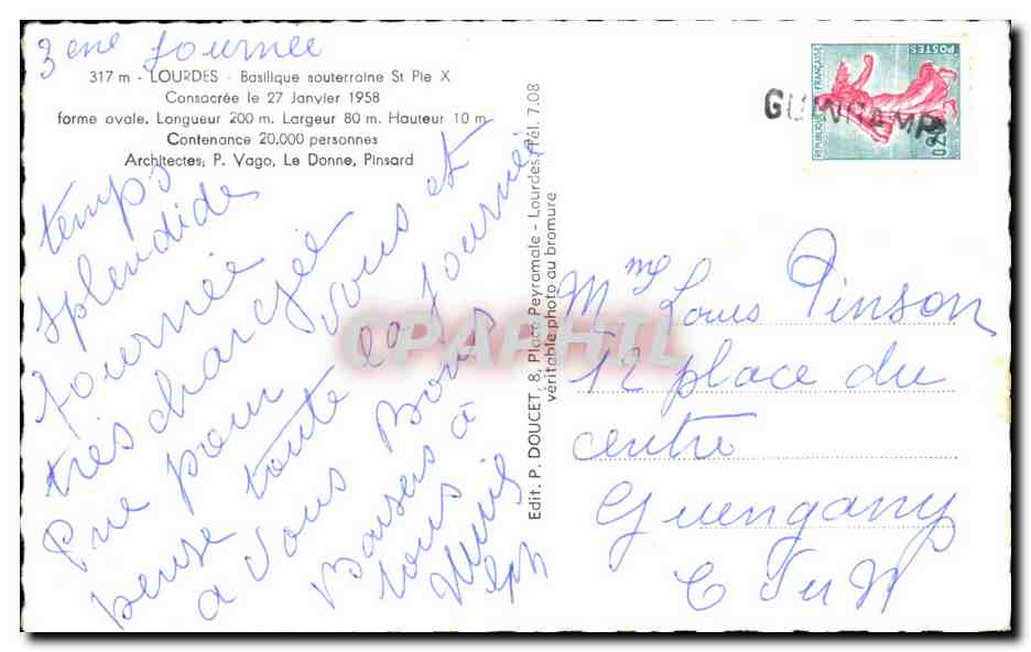 CPA Lourdes Basilique souterraine st Pie X — Verso