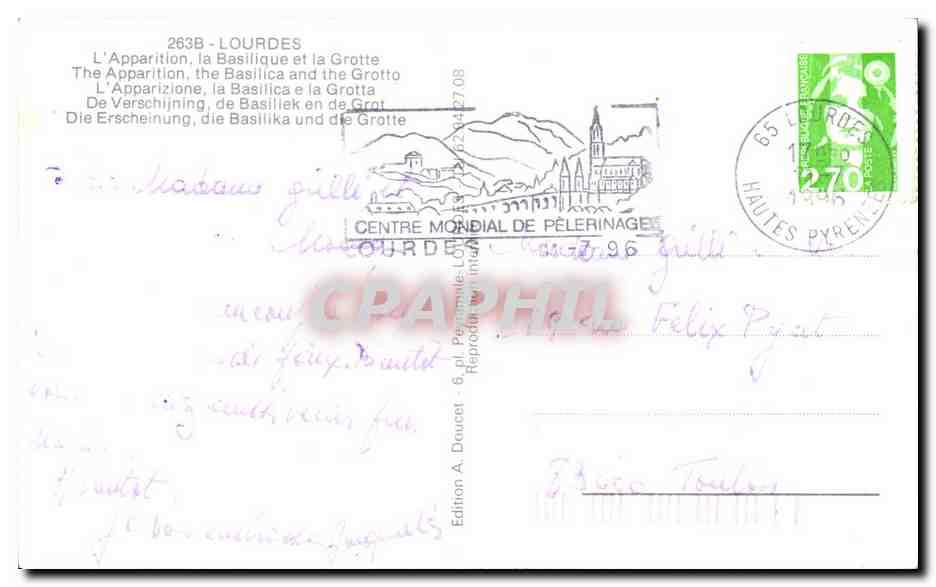 CPM Souvenir De Lourdes — Verso