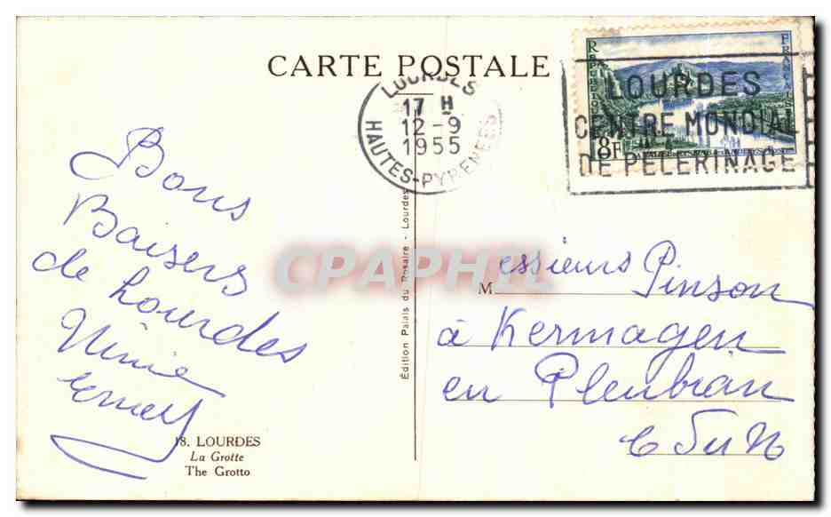 CPA De Lourdes La Grotte The Grotto — Verso