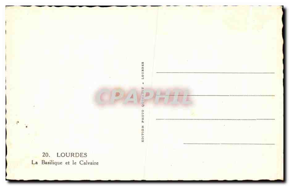 CPA Lourdes La Basilique et le Calvaire — Verso