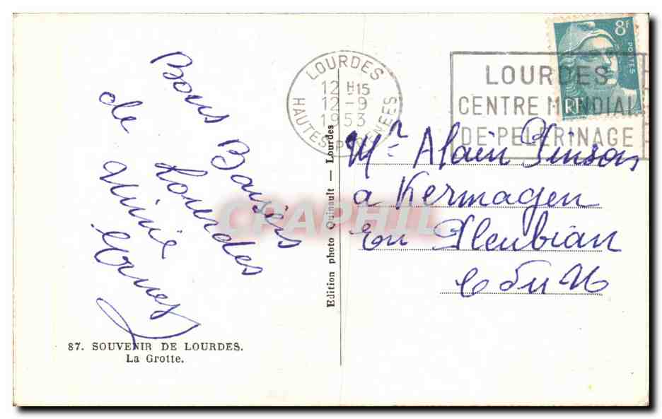 CPA Lourdes Souvenir De La Grotte — Verso