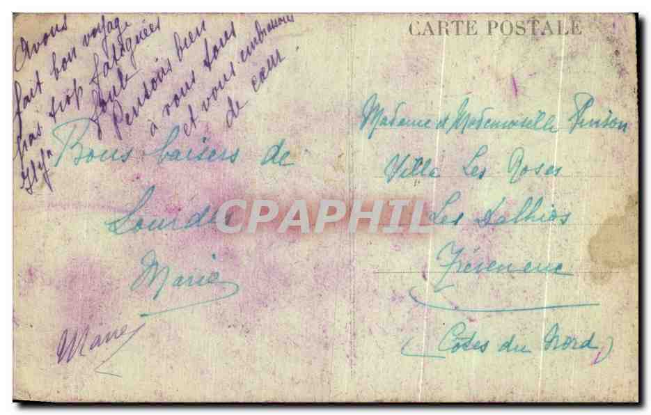 CPA Lourdes Les Pyrenees La Basilique et la Grotte — Verso