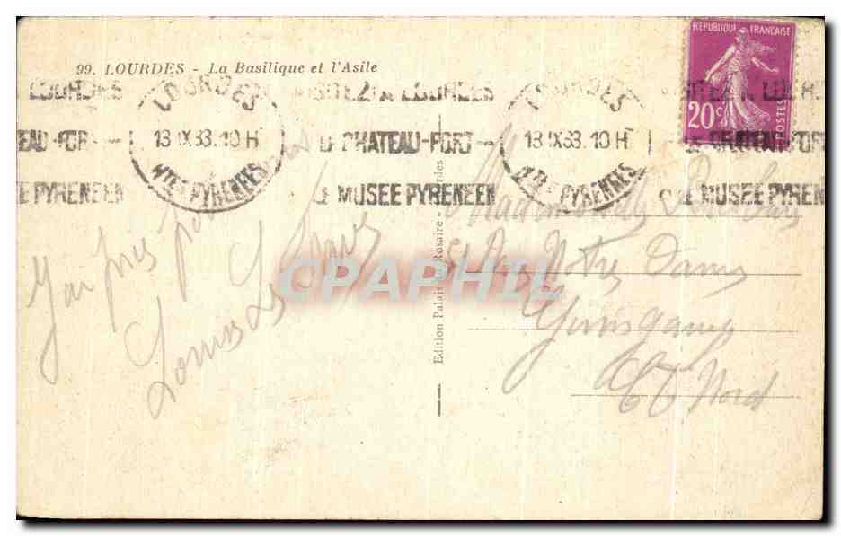 CPA Lourdes — Verso