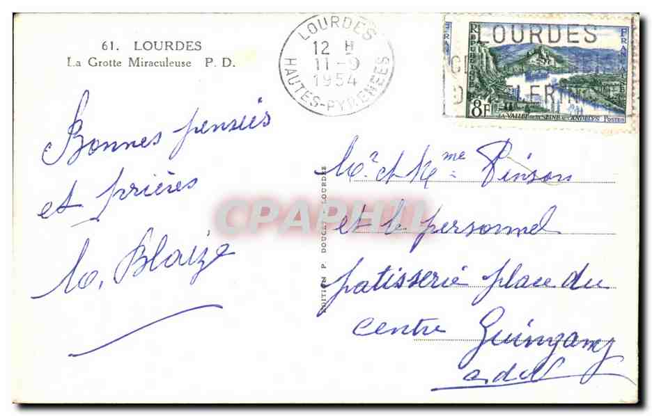 CPA Lourdes Grotte Miraculeuse — Verso