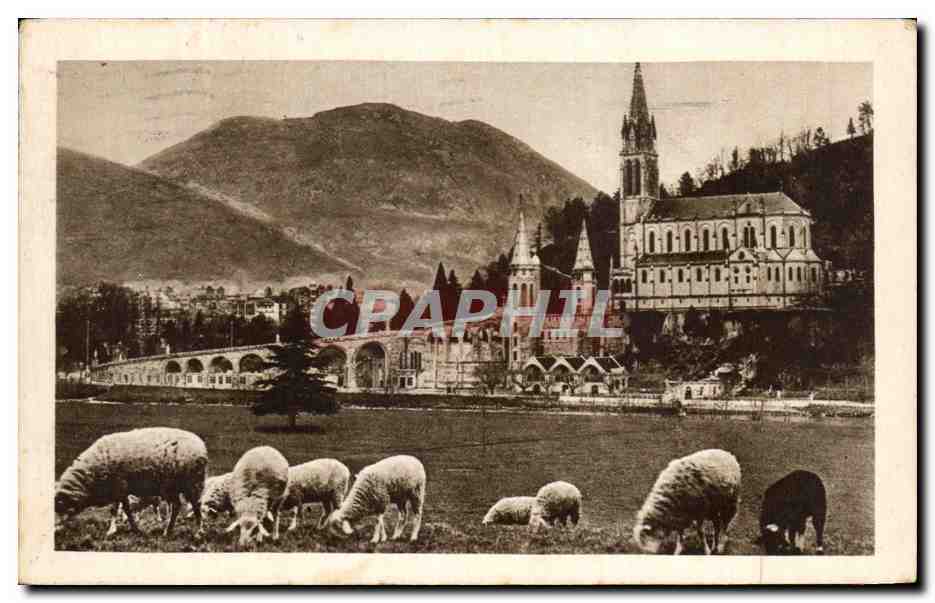 CPA Lourdes La Basilique et le Pic du jer