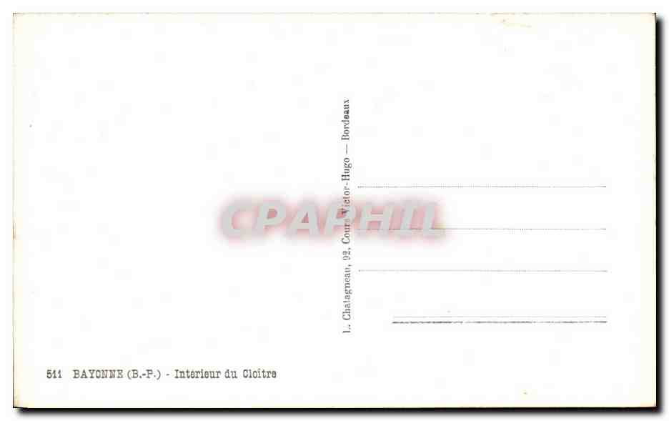 CPA Bayonne Interieur du Cloitre — Verso