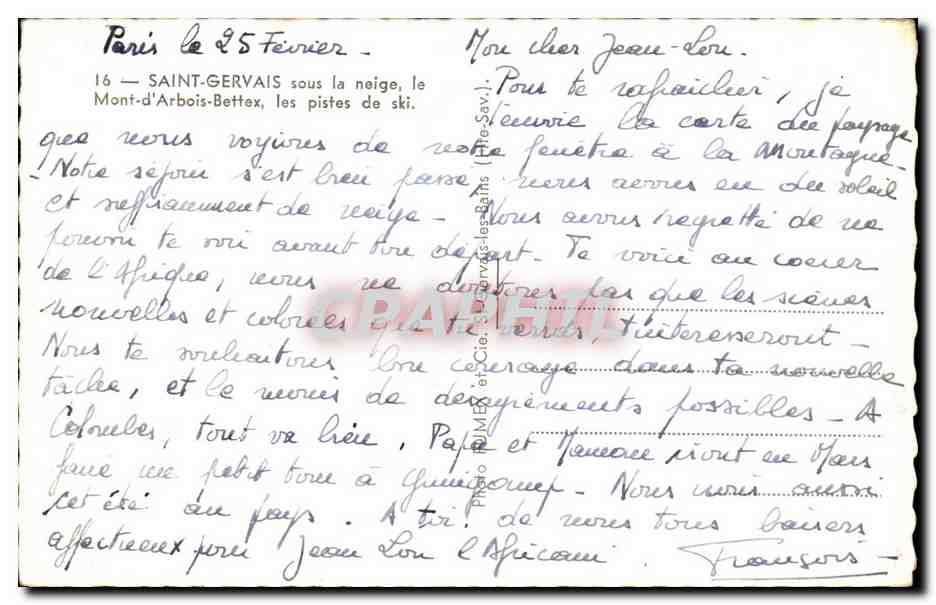 Saint-Gervais onder de sneeuw — de ski pistes — uitgever Flank, n° 16 — Achterkant