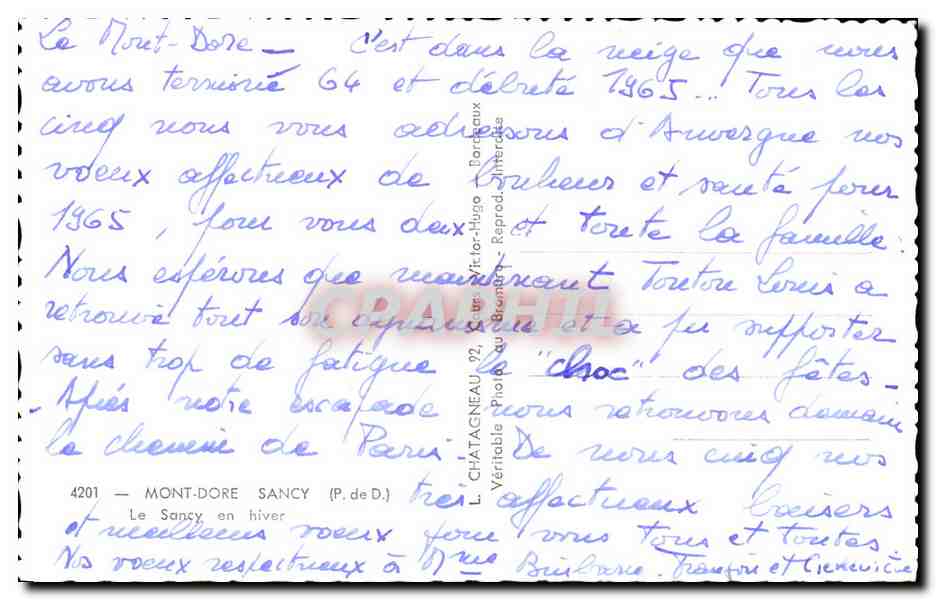 CPA Mont Dore Sancy Le Sancy en hiver  — Verso