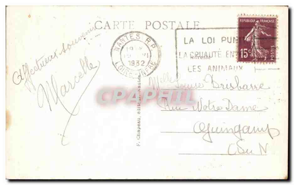 CPA Nantes La cathedrale L'an mil quatre cent trente quatre A my Avil sans moult rabattre  — Verso