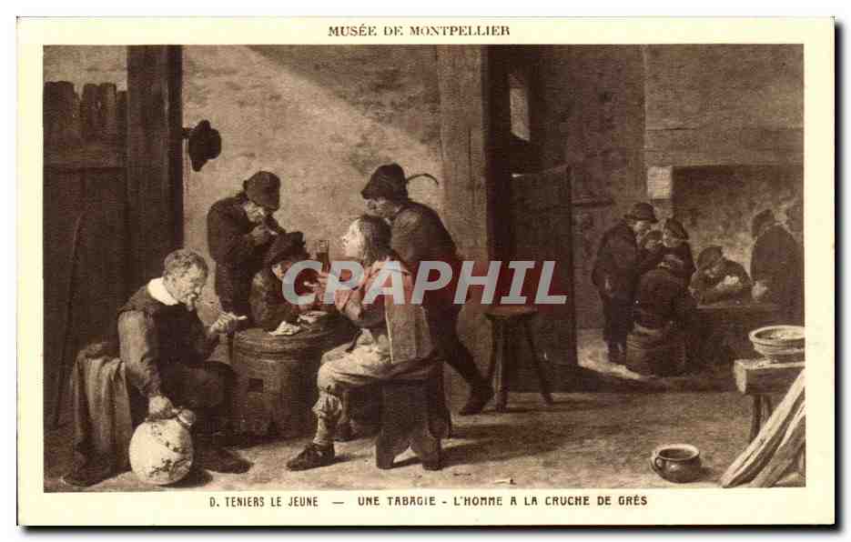 CPA Teniers Le Jeune Une Tabagie L'Homme a la Cruche De Gres Musee de Montpellier