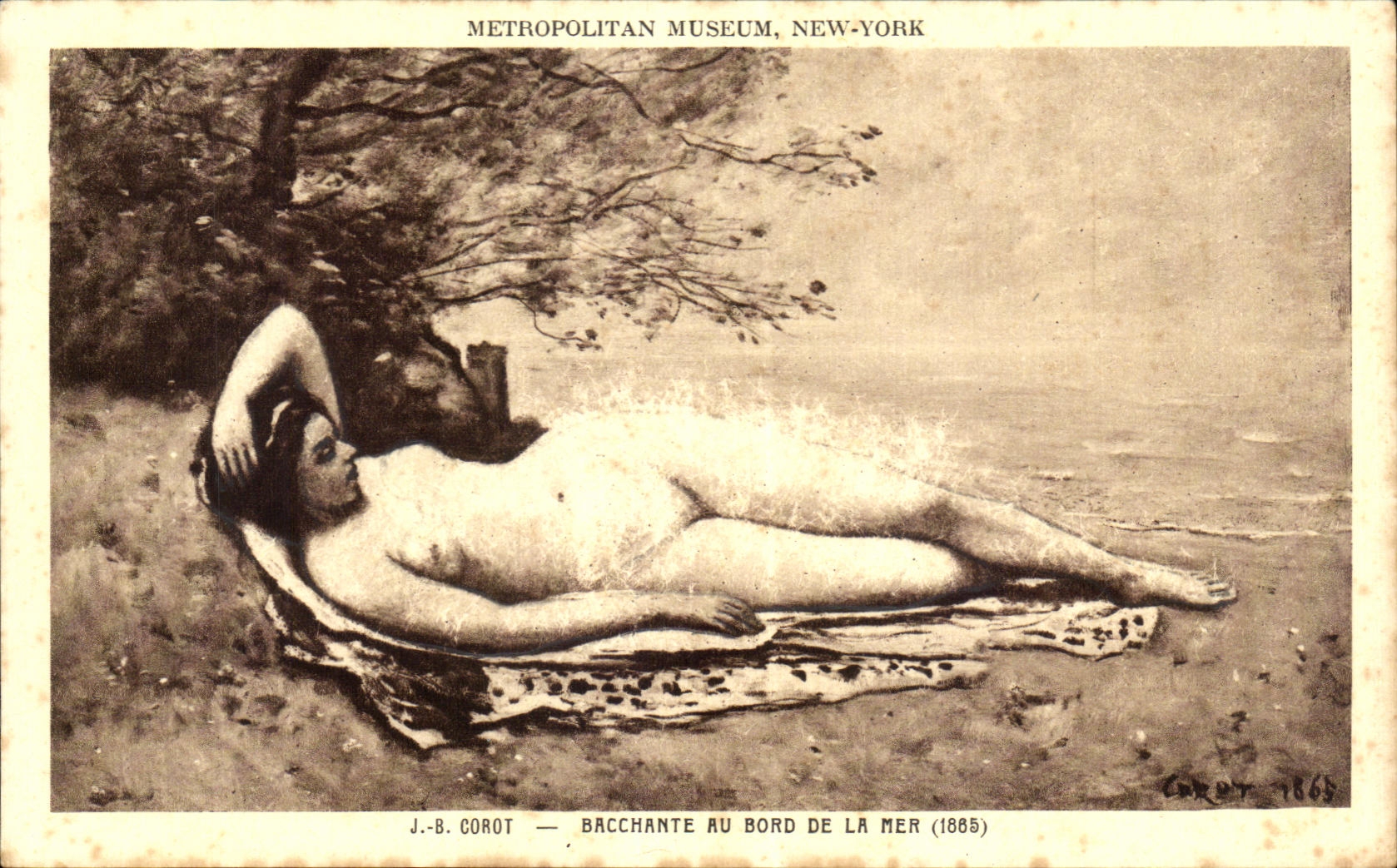 CPA Corot Metropolitan Museum New York Corot Bacchante au bord de la mer