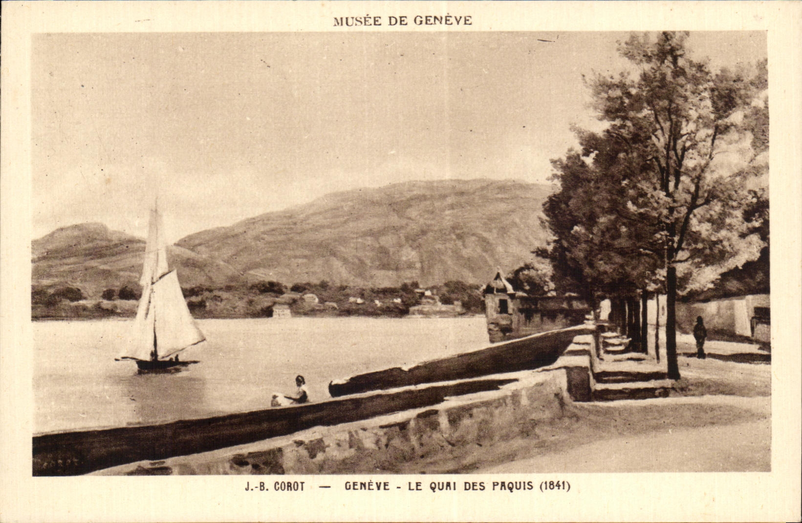 CPA Musee De Geneve Corot Geneve le Quai Des Paquis
