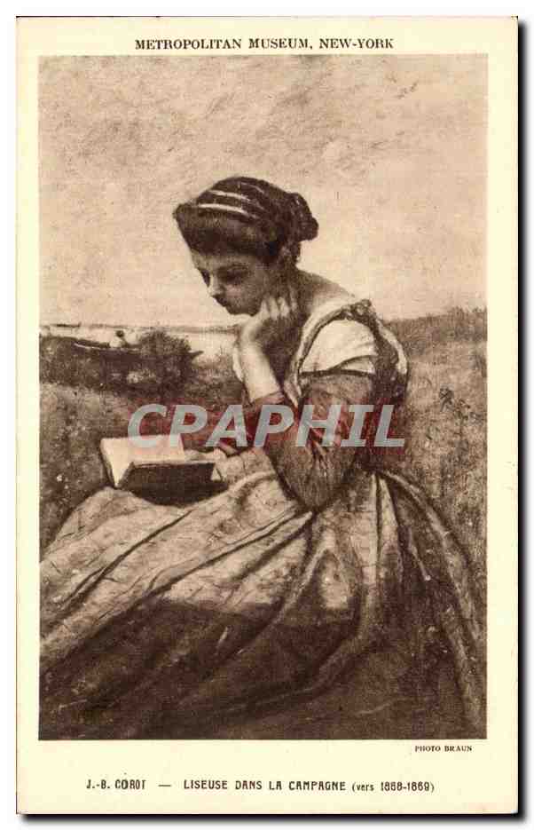 CPA metropolitan Museum New York Corot Liseuse dans La Campagne 