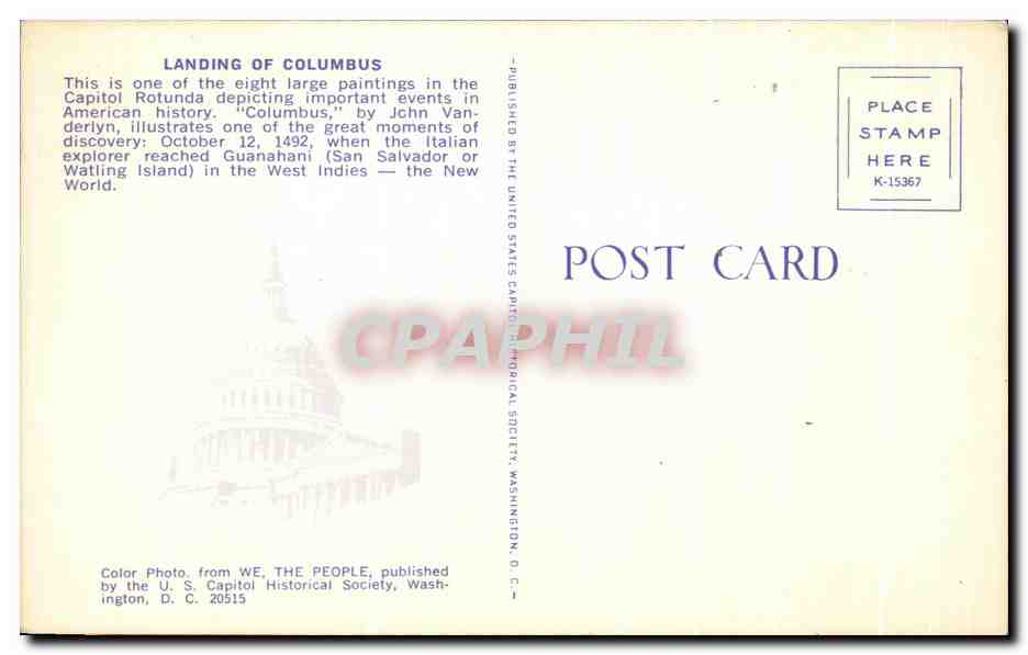 CPA Landing of Columbus Capitole Christophe Colomb  — Back