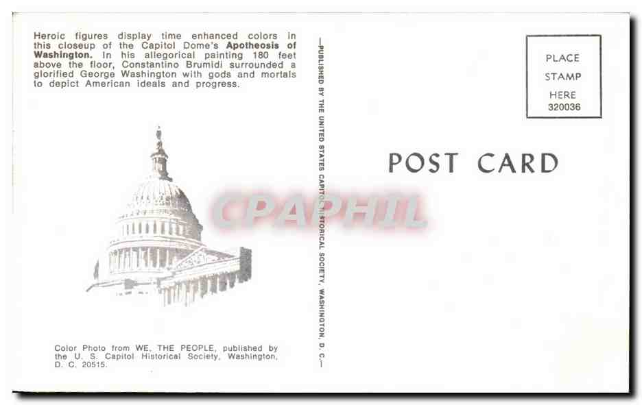 Apothéosis de Washington — Dôme du Capitole — Publié par la U.S. Capitol Historical Society — Verso