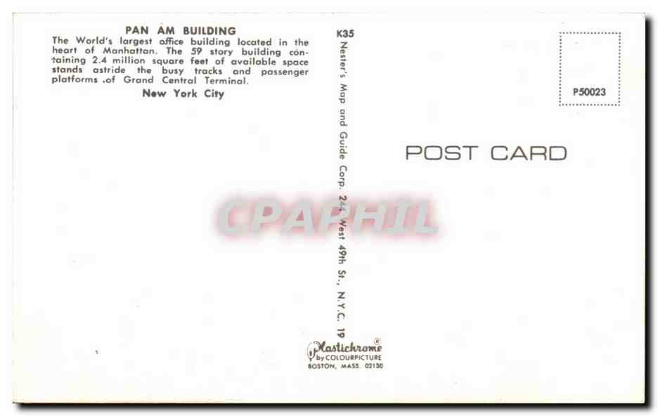 CPA Pan am Building The World Largest ofice building located in the heart of Manhattan — Rückseite
