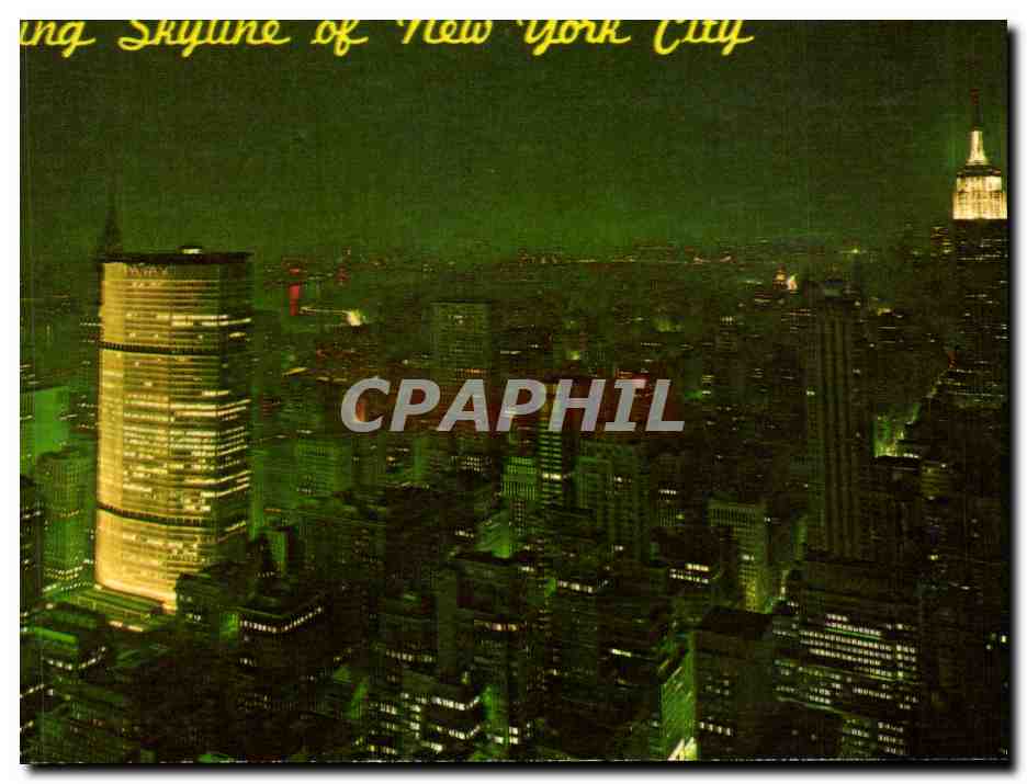 CPA Glittering panorama of the New York City Skyline Showing Chrysler Pan Am and Empire Sate Buildings