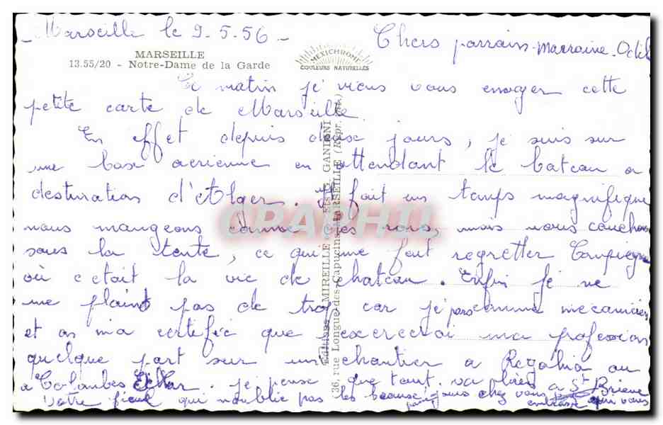 CPA Marseille Notre Dame de la Garde — Rückseite
