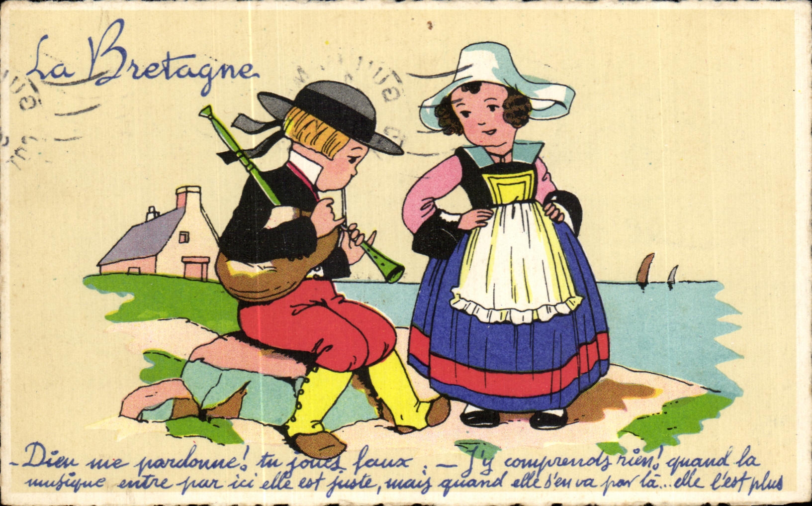 La Bretagne — scène de couple en costume traditionnel — série Provinces
