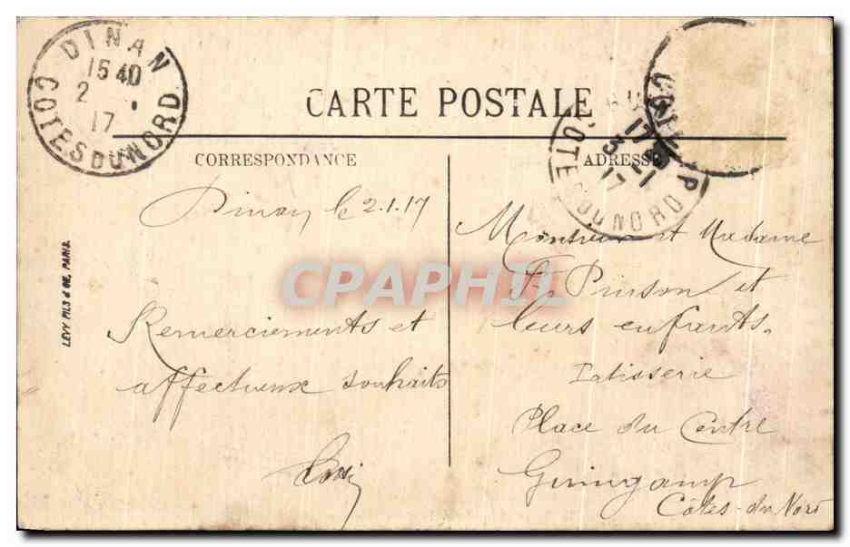 Dinan — Allgemeiner Blick auf die Rance und die Tour Sainte-Catherine — L.L. n°4 — Rückseite