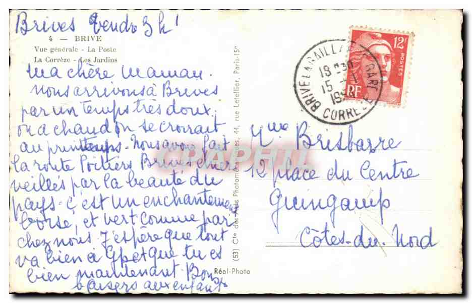 Brive-la-Gaillarde — Vue générale — Réal-Photo — Verso
