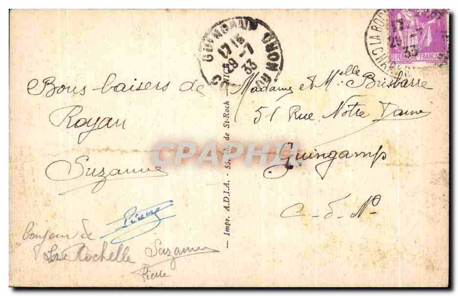 CPA Royan Le Casino et la Plage — Rückseite