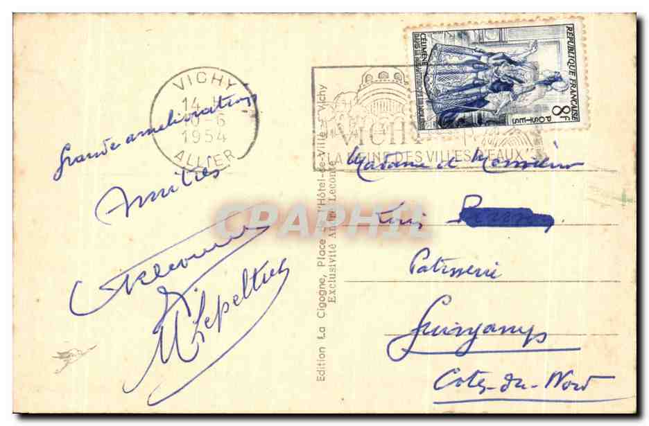 CPA Vichy L'Hotel de Ville — Verso
