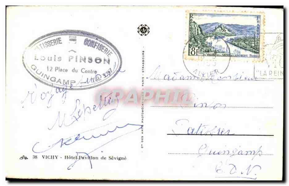 CPA Vichy Hotel Pavillon de Sevigne — Verso