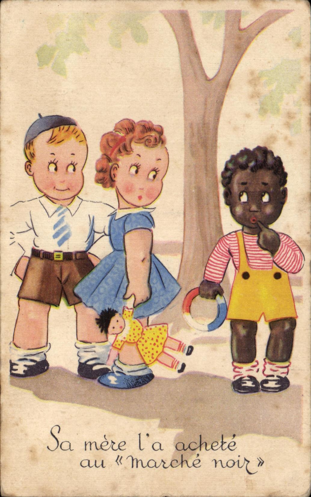 CPA Sa mere l'a achete au marche noir Enfant de couleur 
