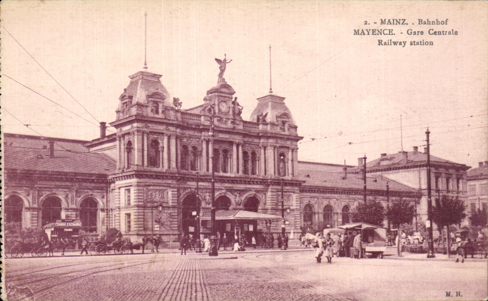 CPA Mainz Bahnhof Mayence Gare Centrale Railway Station