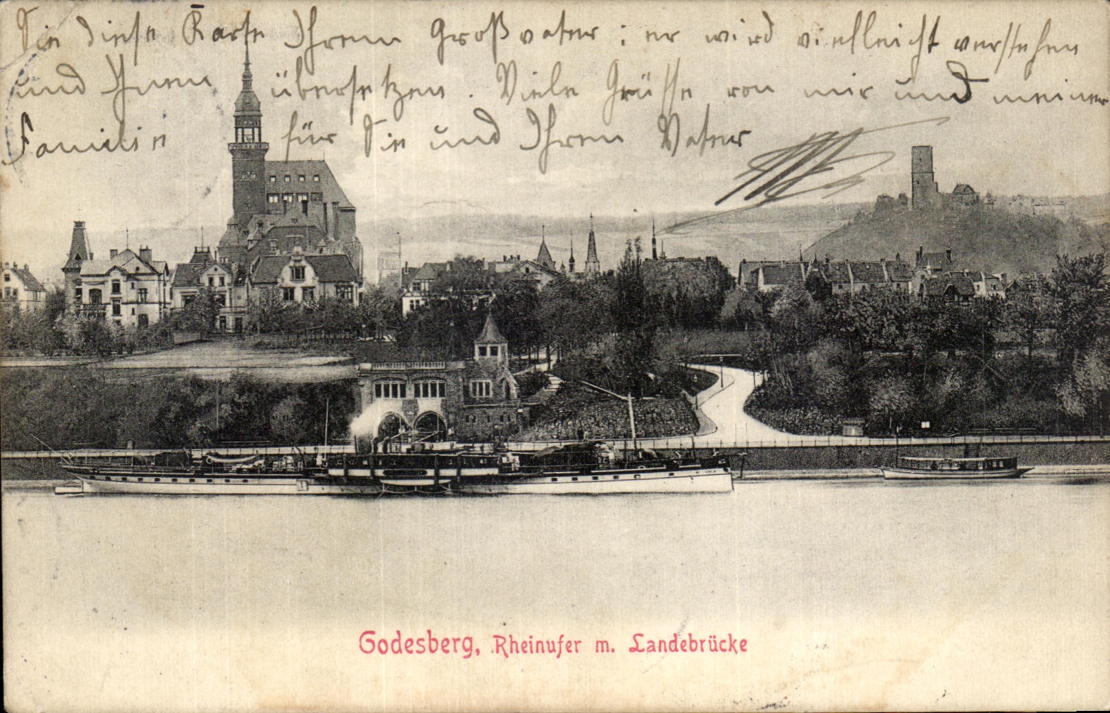 CPA Godesberg Rheinufer m Landebrucke Bateau